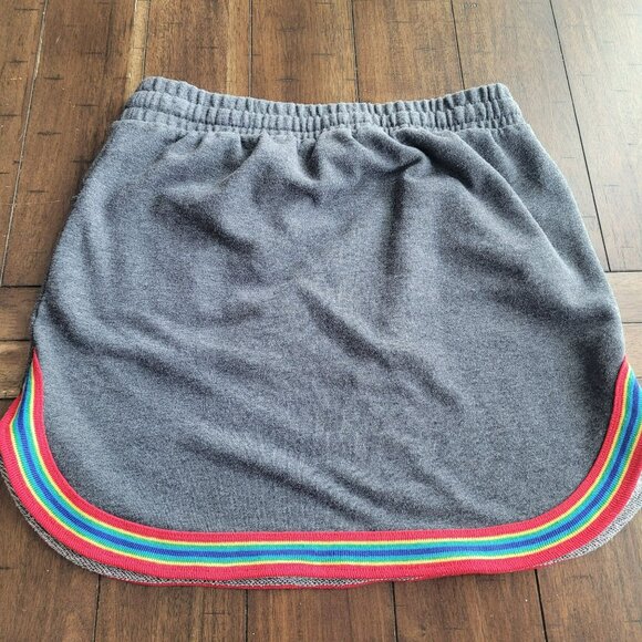 Hot Topic Gray Rainbow trim jersey Mini Skirt size M - Picture 3 of 3